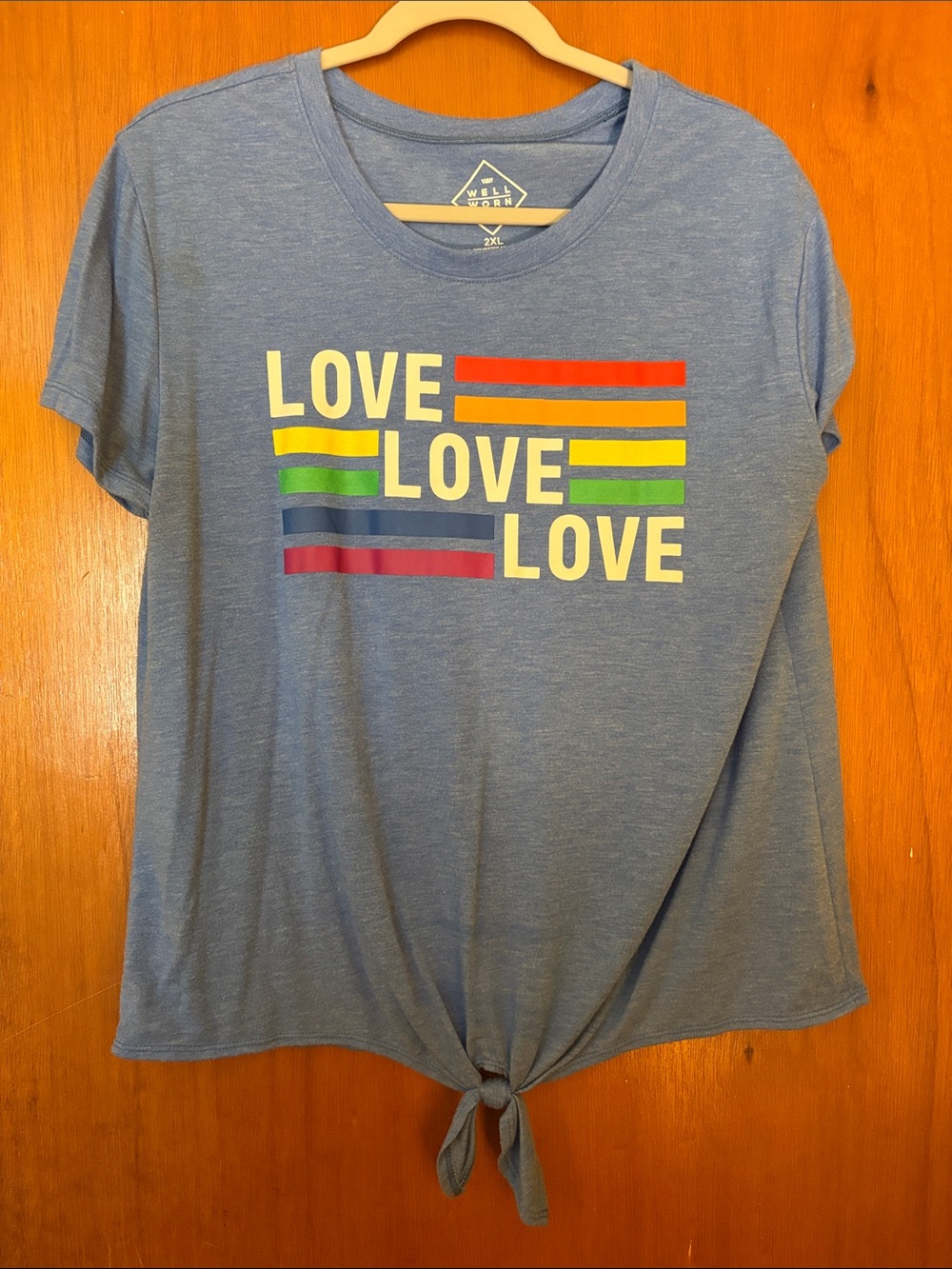Pride LGBT Blue 'LOVE' Graphic Tie-Front Tee Size 2XL